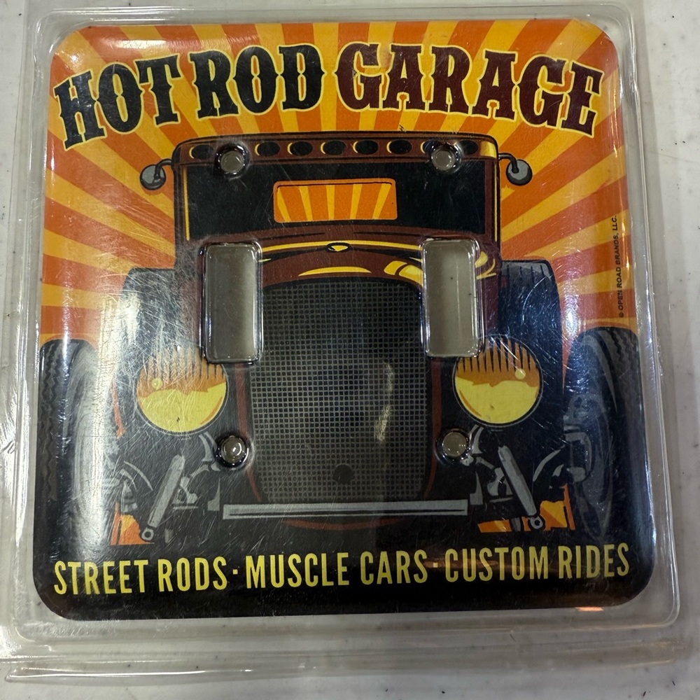 Hot Rod Garage Metal Double Light Switch Plate Cover 🏁